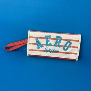 Vintage Aeropostale Aero 87 Striped Canvas Wristlet Wallet - Y2K Preppy Style